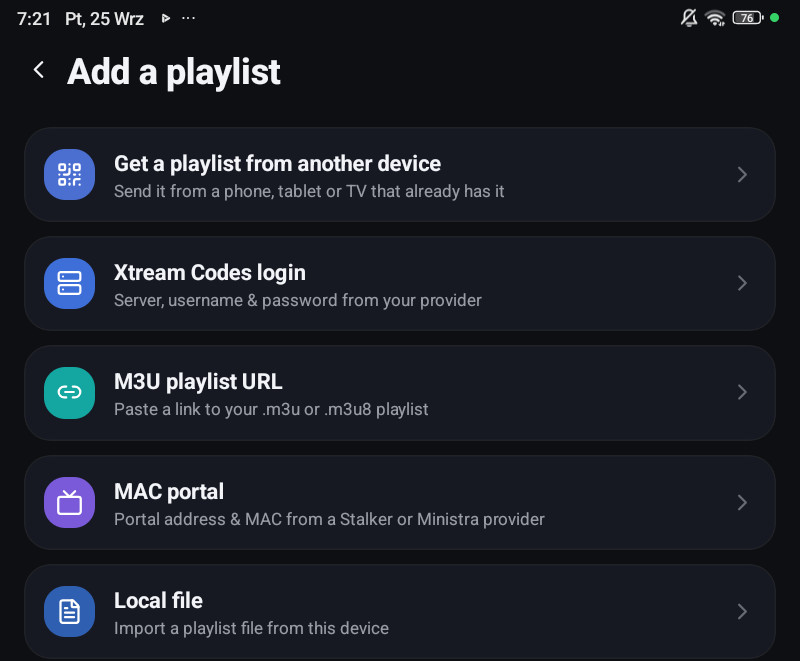 The add-a-playlist screen on a phone