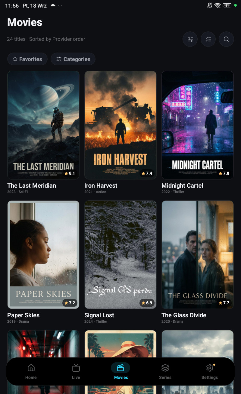 The Movies grid on a phone