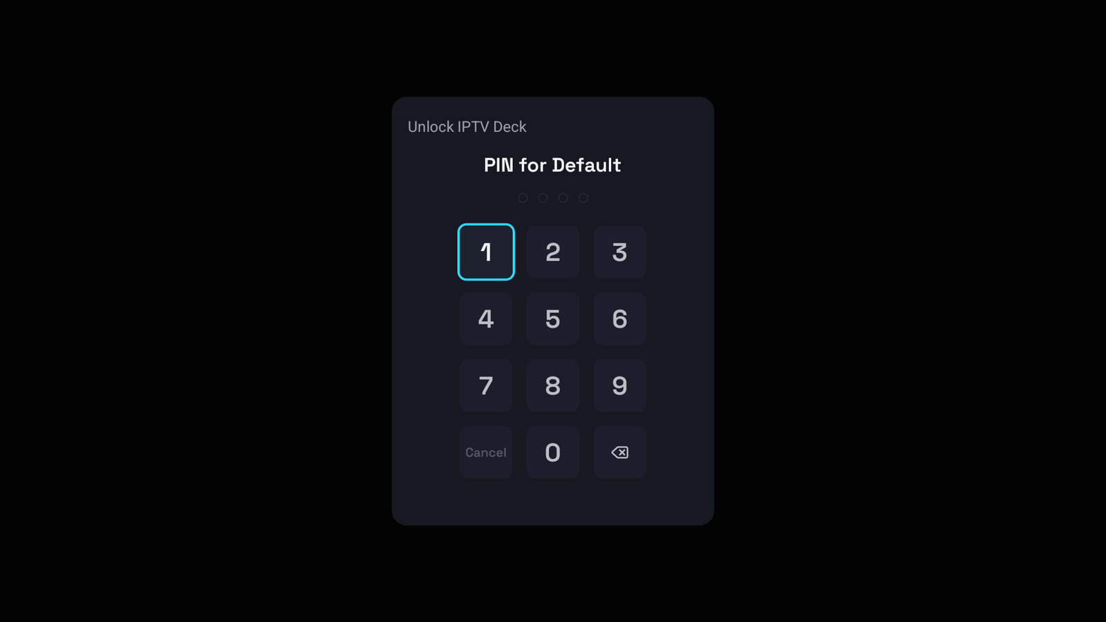 The PIN pad on a television